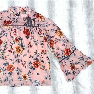 Miss Me Cold Shoulder Bell Sleeve Floral Blouse